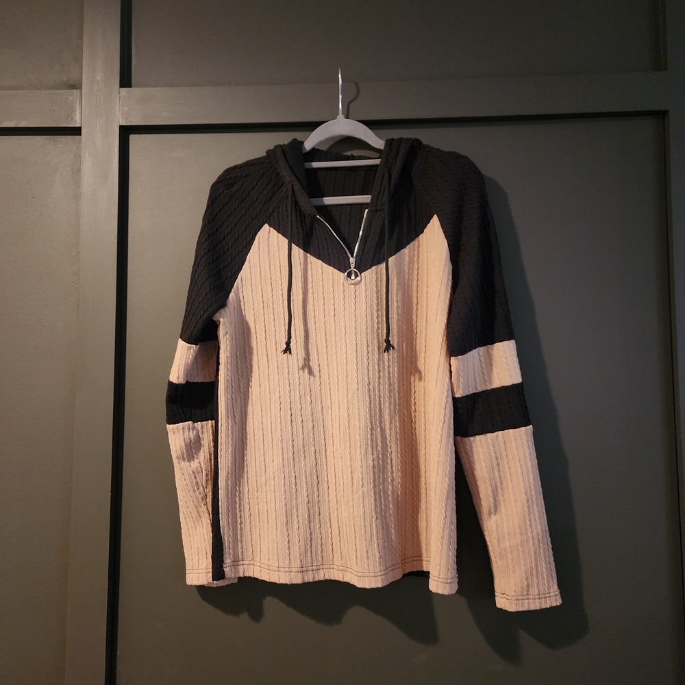Black and Cream Hooded Sweater